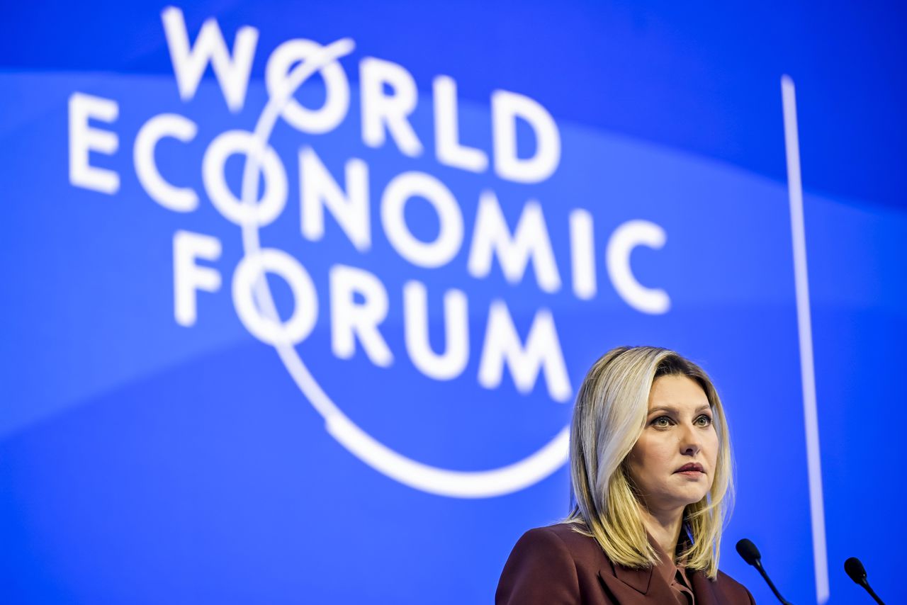 Olena Zelenska, de first lady van Oekraïne, dinsdag in Davos.