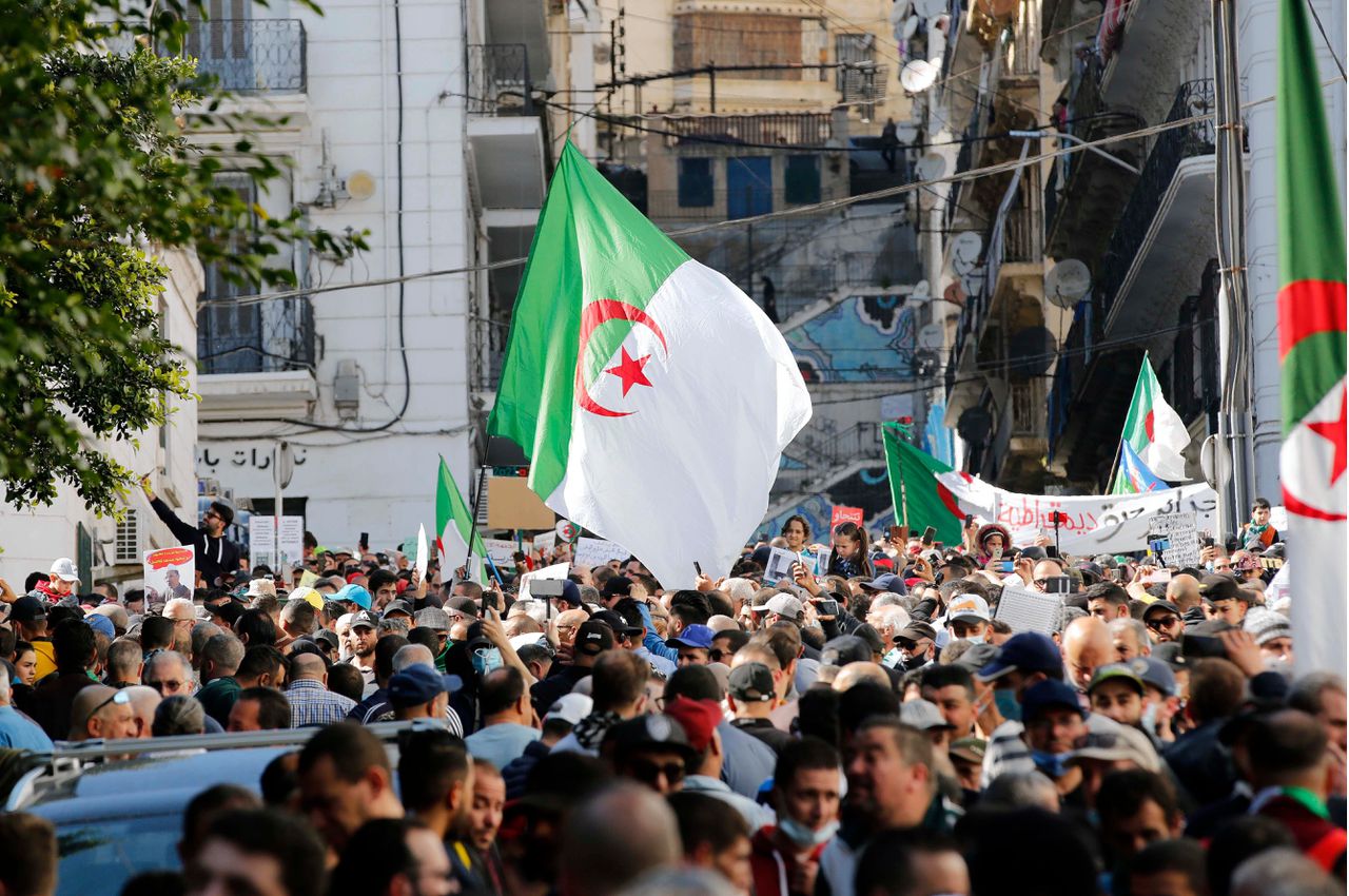 Demonstratie tegen de regering in Algiers in maart 2021.
