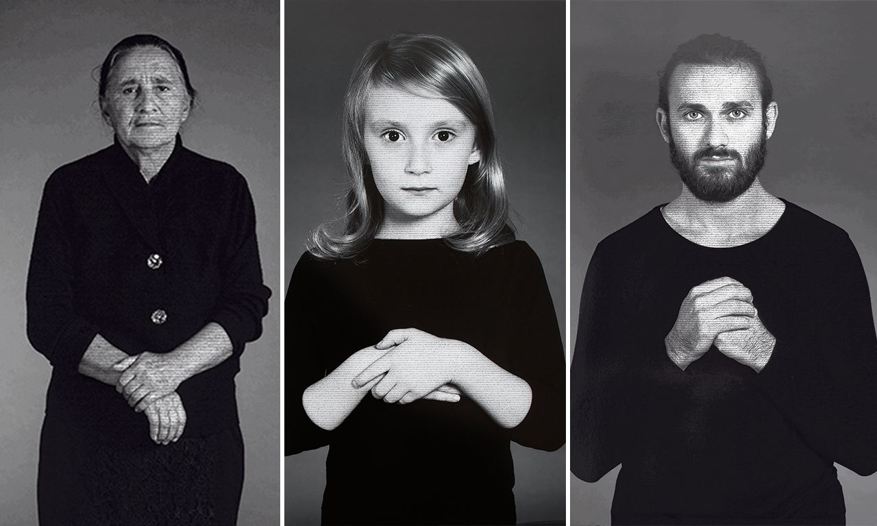 Nazakat, Anna en Javid uit de serie ‘The Home of My Eyes’, 2015, van Shirin Neshat. 152 x 102 cm.