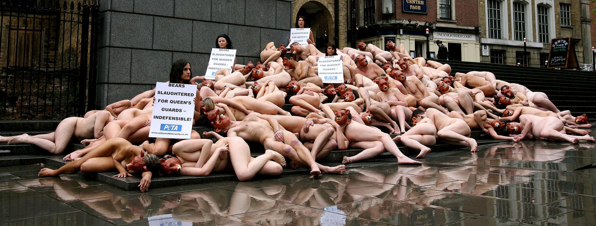 Naked bunny girl freezes tail off in olympic fur protest