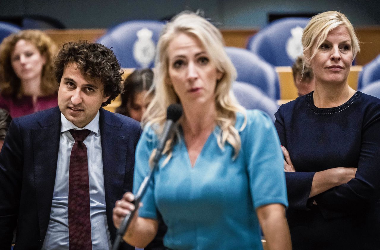 Jesse Klaver (GroenLinks), Lilian Marijnissen (SP) en Attje Kuiken (PvdA) tijdens de tweede dag van de Algemene Politieke Beschouwingen.