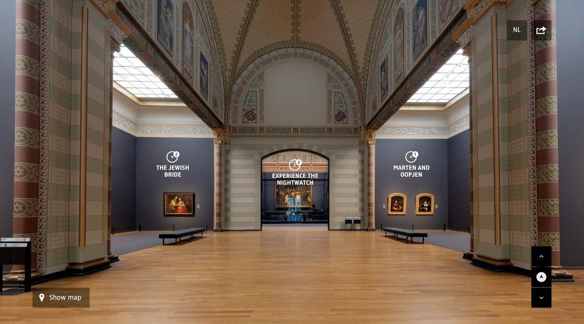 Op de site van het Rijksmuseum kun je een virtuele tour volgen.