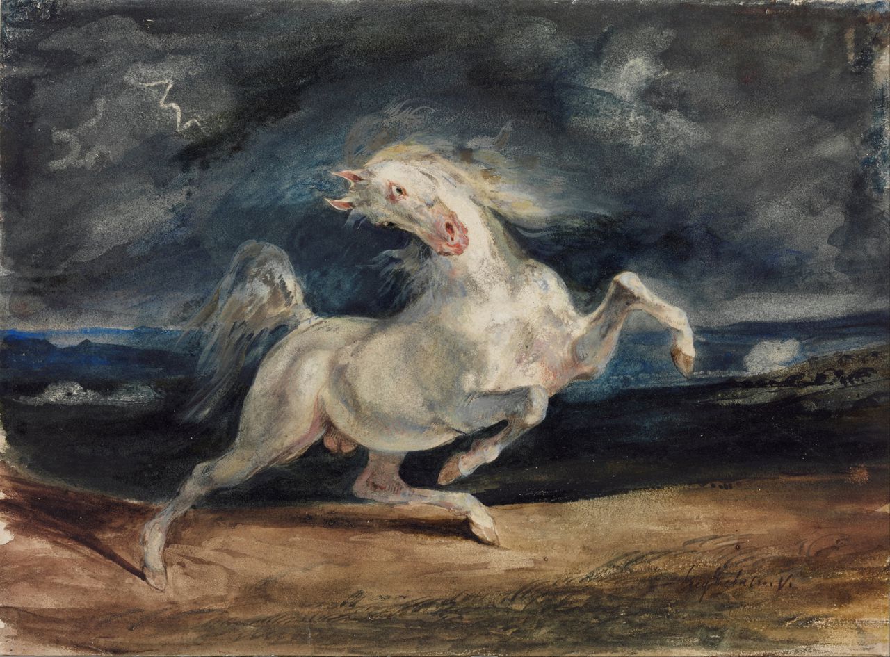 Bliksem geschilderd door Delacroix (1824).