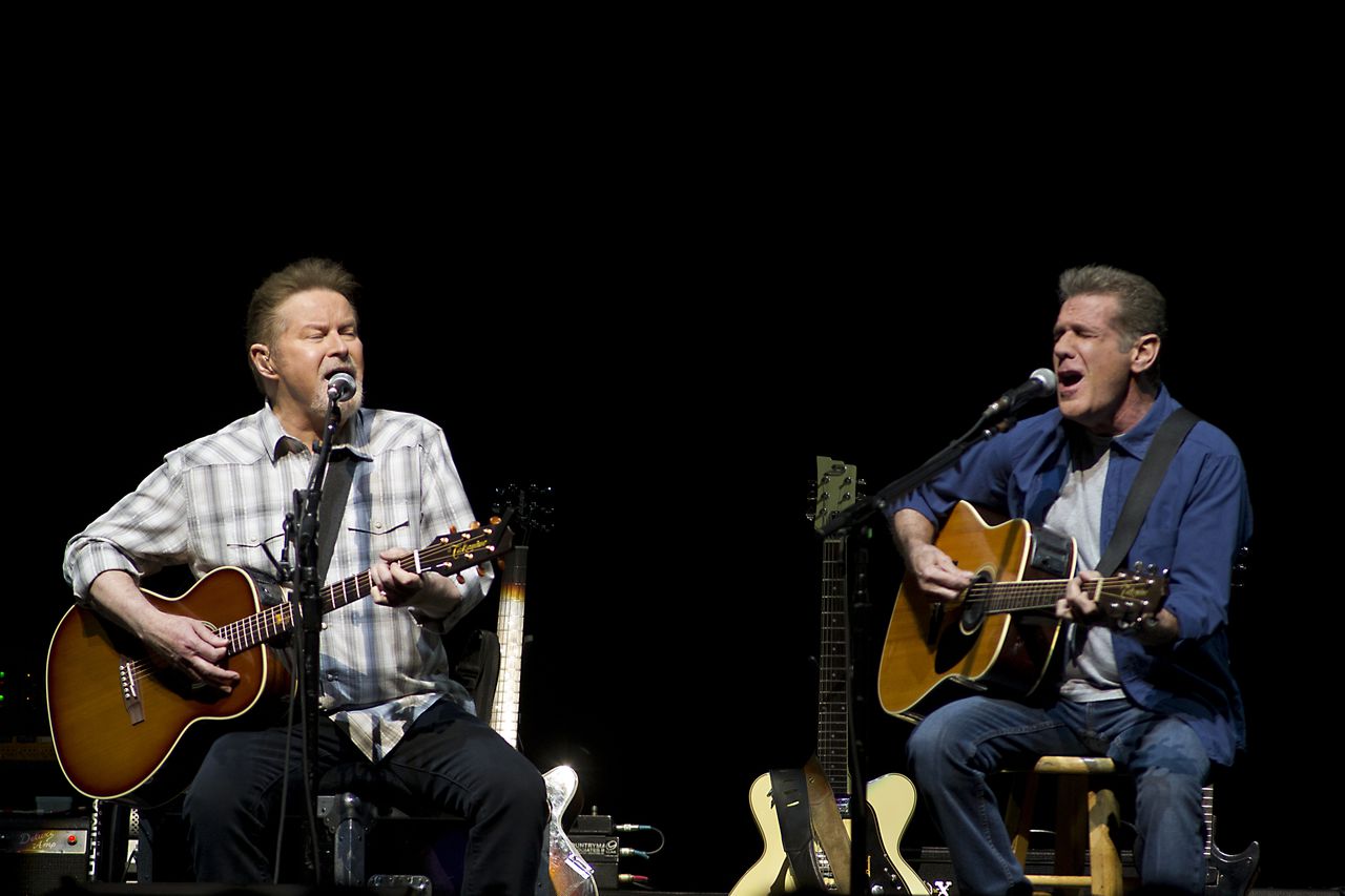 The Eagles met gitarist Glenn Frey (R) en zanger Don Henley tijdens het concert in de Ziggo Dome, afgelopen mei.