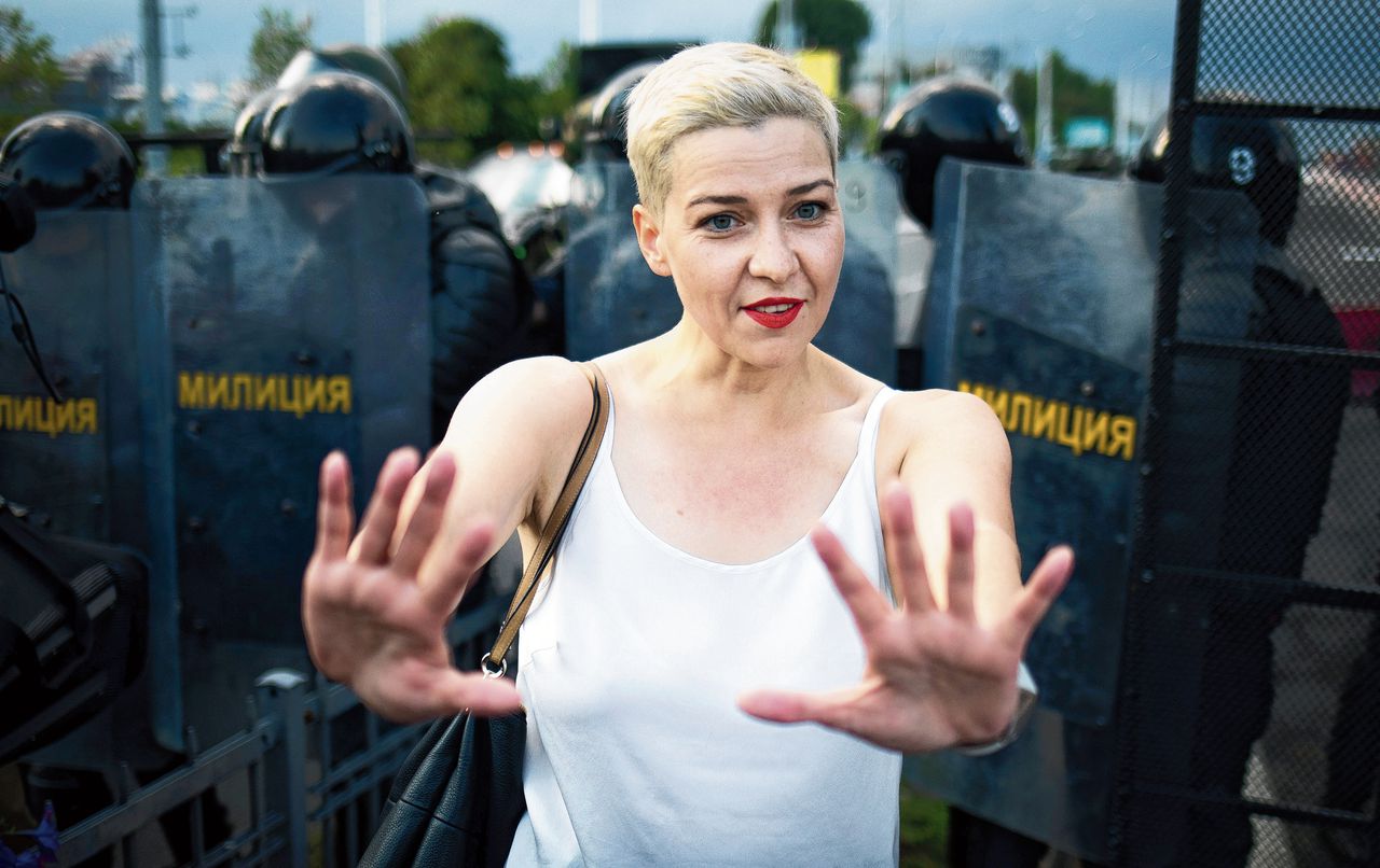 Maria Kolesnikova in 2020 tijdens een demonstratie in Minsk.