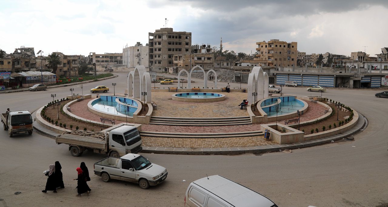 Het Paradijsplein in Raqqa, waar IS veel van de publieke executies uitvoerde.
