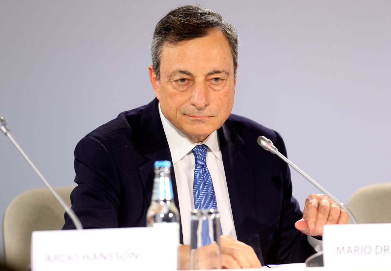 ECB-president Mario Draghi, vorige maand in Estland