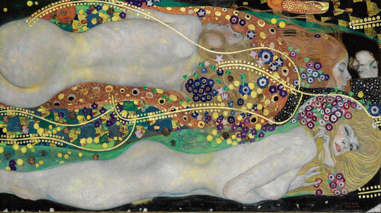 Voor het eerst in zestig jaar publiek te zien: Gustav Klimt, Waterslangen II, 1904 (Bewerkt 1906-1907, olieverf op doek, 80 x 145 cm, privécollectie, courtesy of HomeArt).