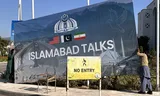 Borden worden zondag verwijderd na de vredesbesprekingen tussen de VS en Iran in de Pakistaanse hoofdstad Islamabad.