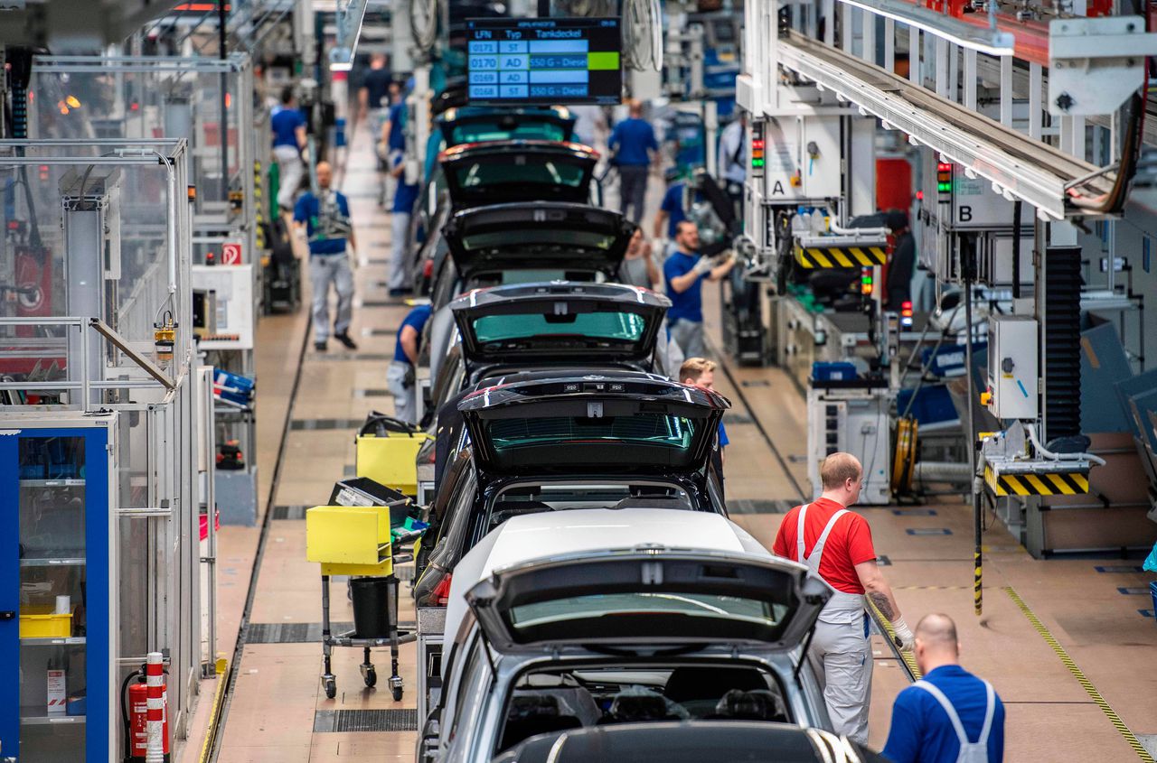 De productie van Volkswagens.