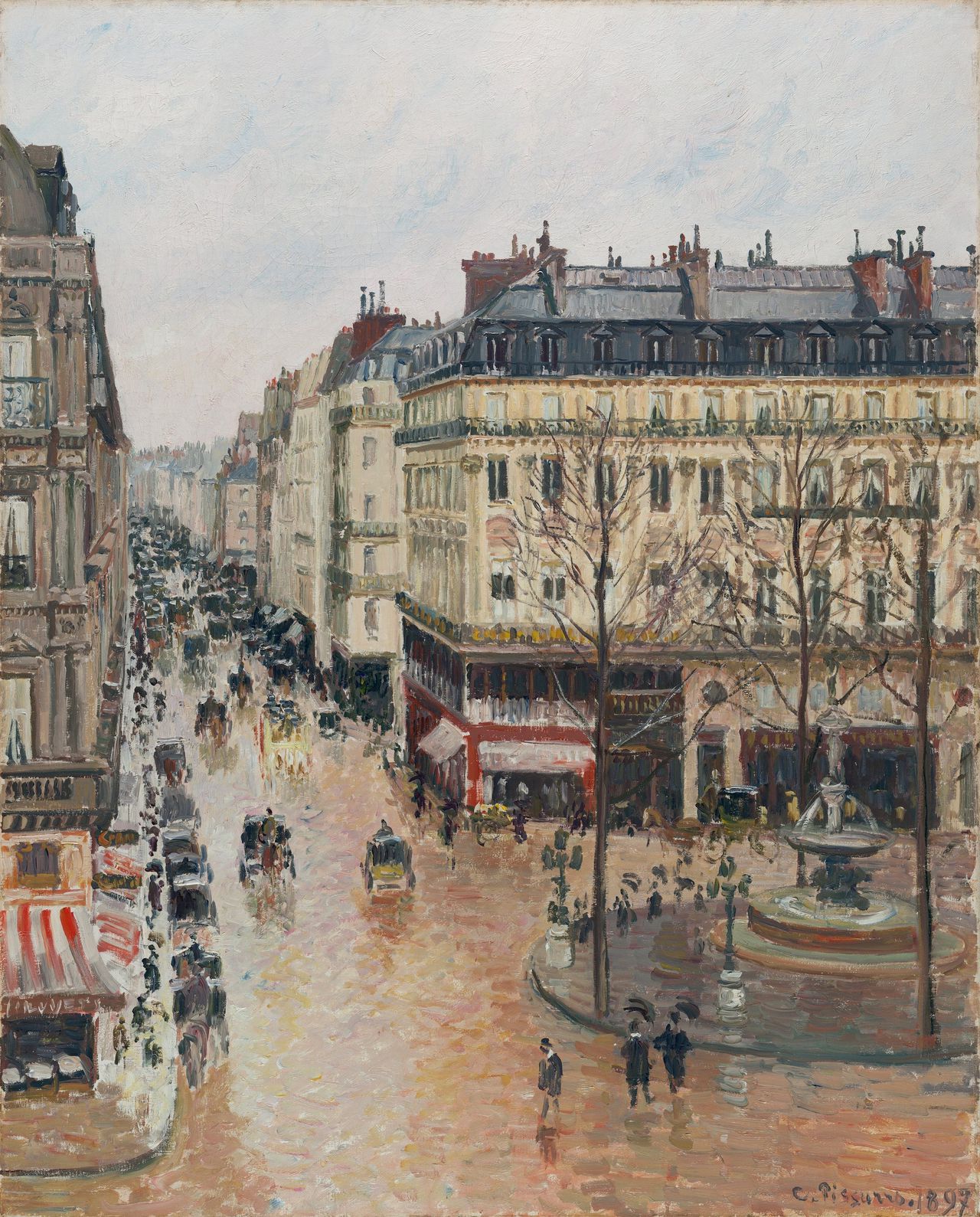 Het Parijse stadsgezicht Rue Saint-Honoré van Camille Pissarro.