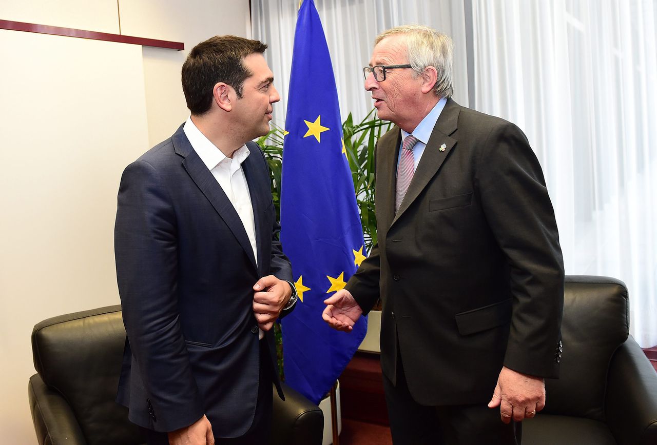De Griekse premier Alexis Tsipras en Jean-Claude Juncker, president van de Europese Commissie