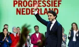 Partijleider Jesse Klaver tijdens de lancering van de nieuwe partijnaam voor de fusie van GroenLinks en PvdA, eind maart. 