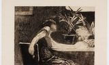 Willem de Zwart, Vrouw aan tafel, 1891-1892. Ets. Dordrechts Museum.  