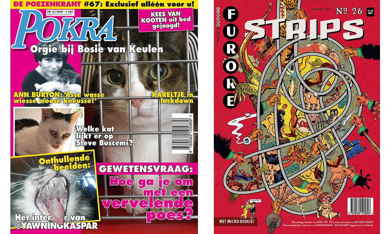De covers van ‘De Poezenkrant’ en ‘Furore’.