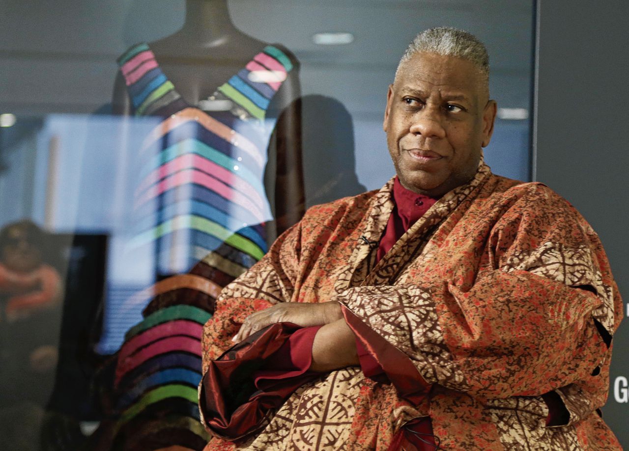 André Leon Talley in het Fashion Institute of Technology in New York in 2016.