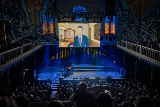 Premier Rob Jetten (D66) sprak in een videoboodschap zijn dank uit aan Protect Ukraine.