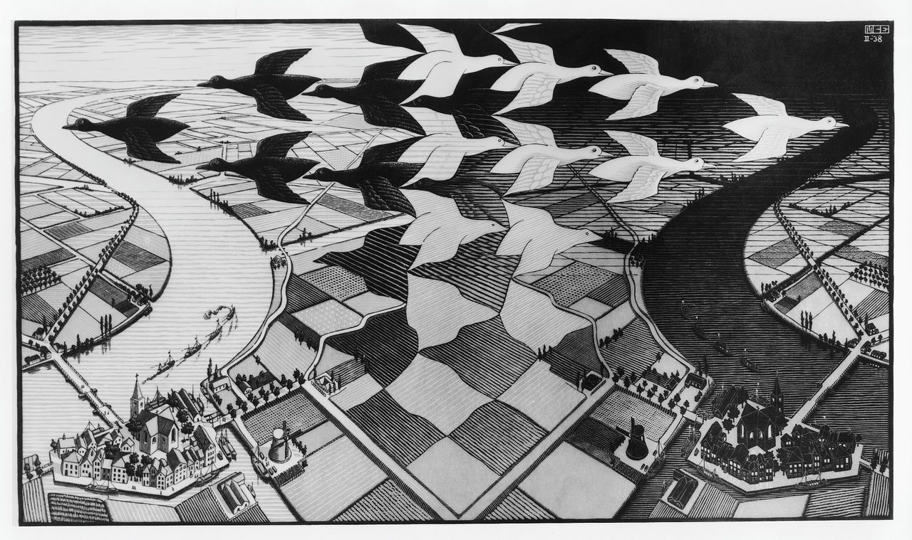 M.C. Escher, Dag en nacht (1938)