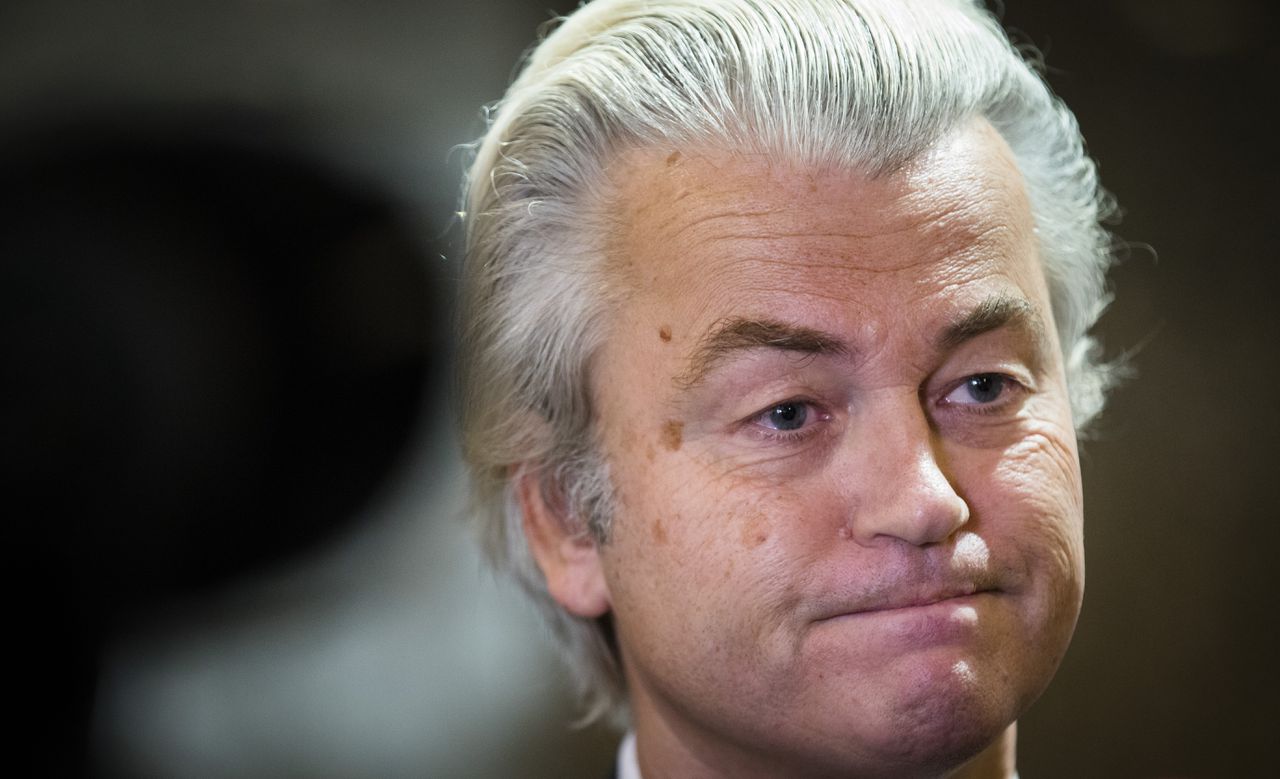PVV-fractievoorzitter Geert Wilders tijdens het wekelijkse vragenuurtje in de Tweede Kamer.