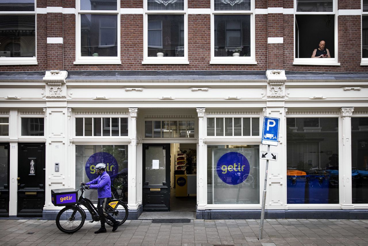 Een dark store van Getir aan de Eerste Jacob van Campenstraat in het centrum van Amsterdam.