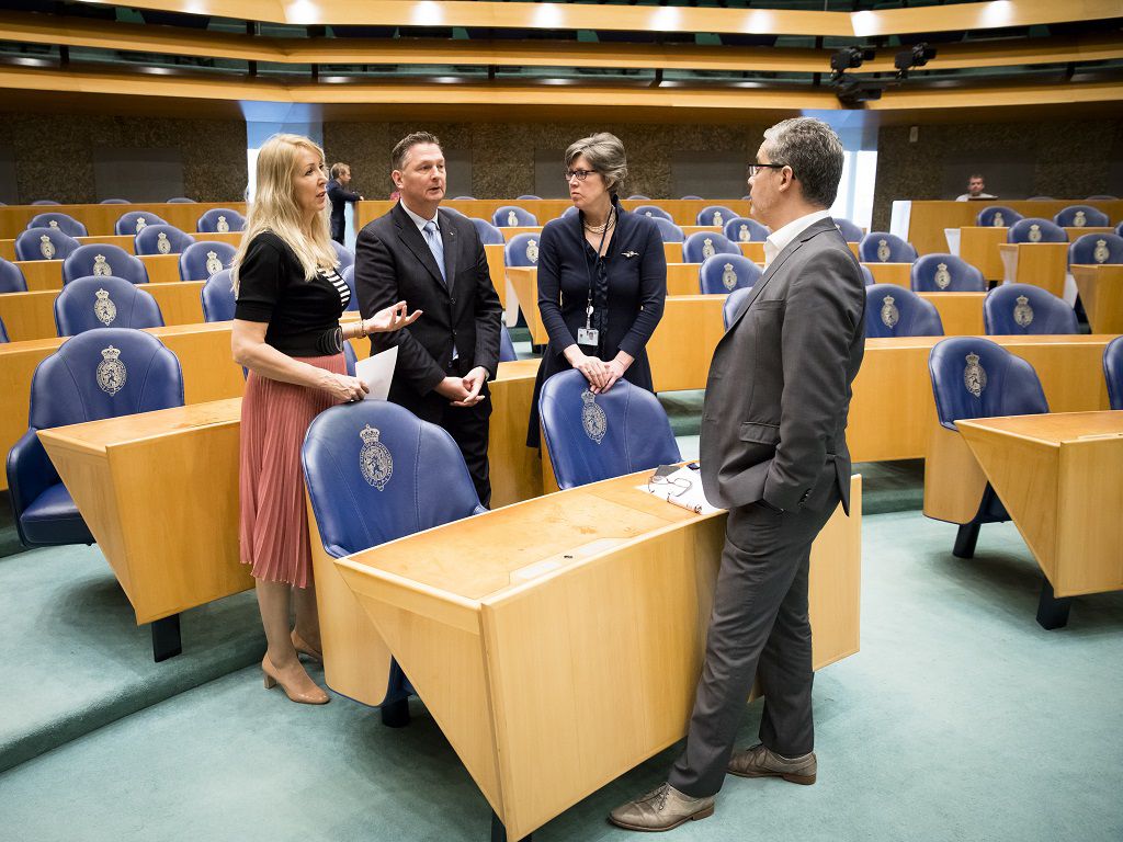 Kamerleden Liesbeth van Tongeren (GroenLinks), Andre Bosman (VVD), Joba van den Berg (CDA) en Mustafa Amhaouch (CDA) twee weken geleden bij een debat in de Tweede Kamer.