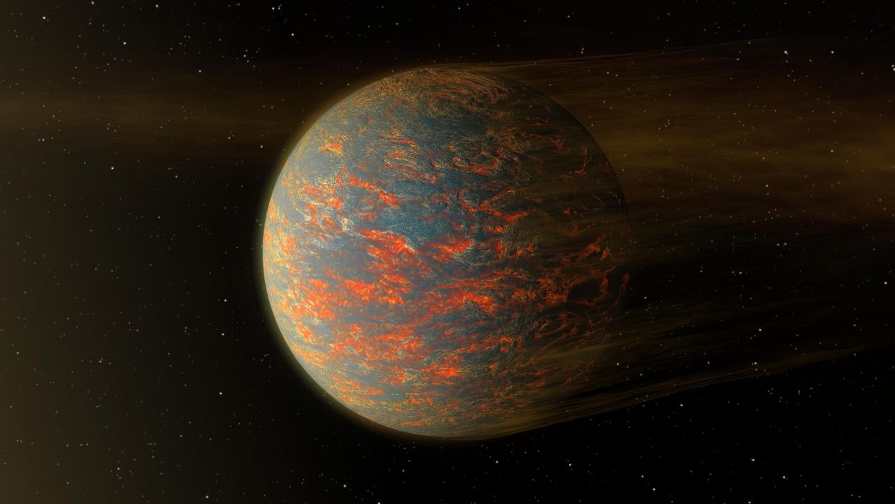 In de dichte atmosfeer van exoplaneet Janssen waaien permanente stormen over oceanen van lava 