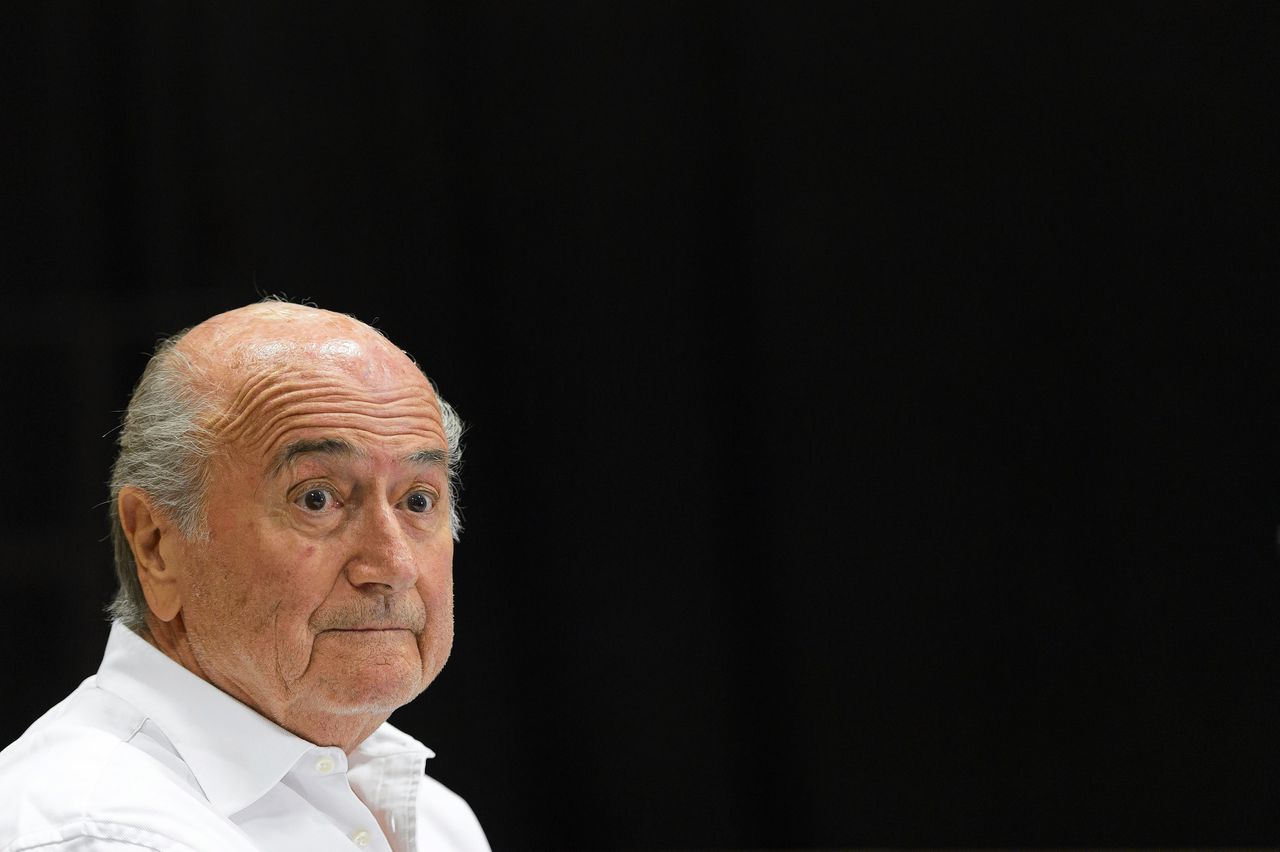 Sepp Blatter tijdens een persconferentie eind augustus dit jaar. Foto Laurent Gillieron/EPA
