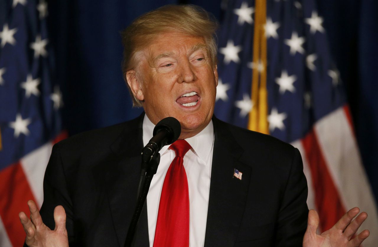 De Republikein Donald Trump gaf woensdag in het Mayflower Hotel in Washington een speech waarin hij zijn voorkeuren zijn visie op het Amerikaanse buitenlands beleid gaf.