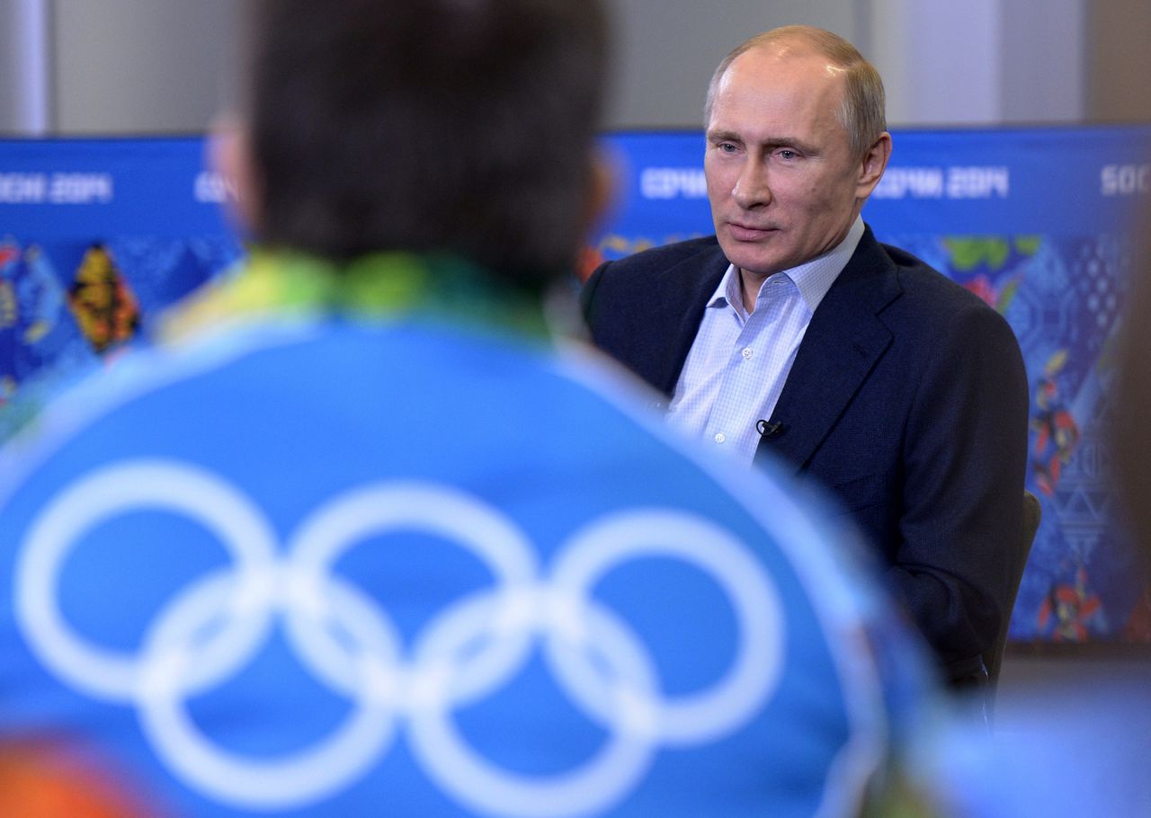 De Russische president Vladimir Poetin in 2014 voorafgaand aan de Spelen in Sotsji.