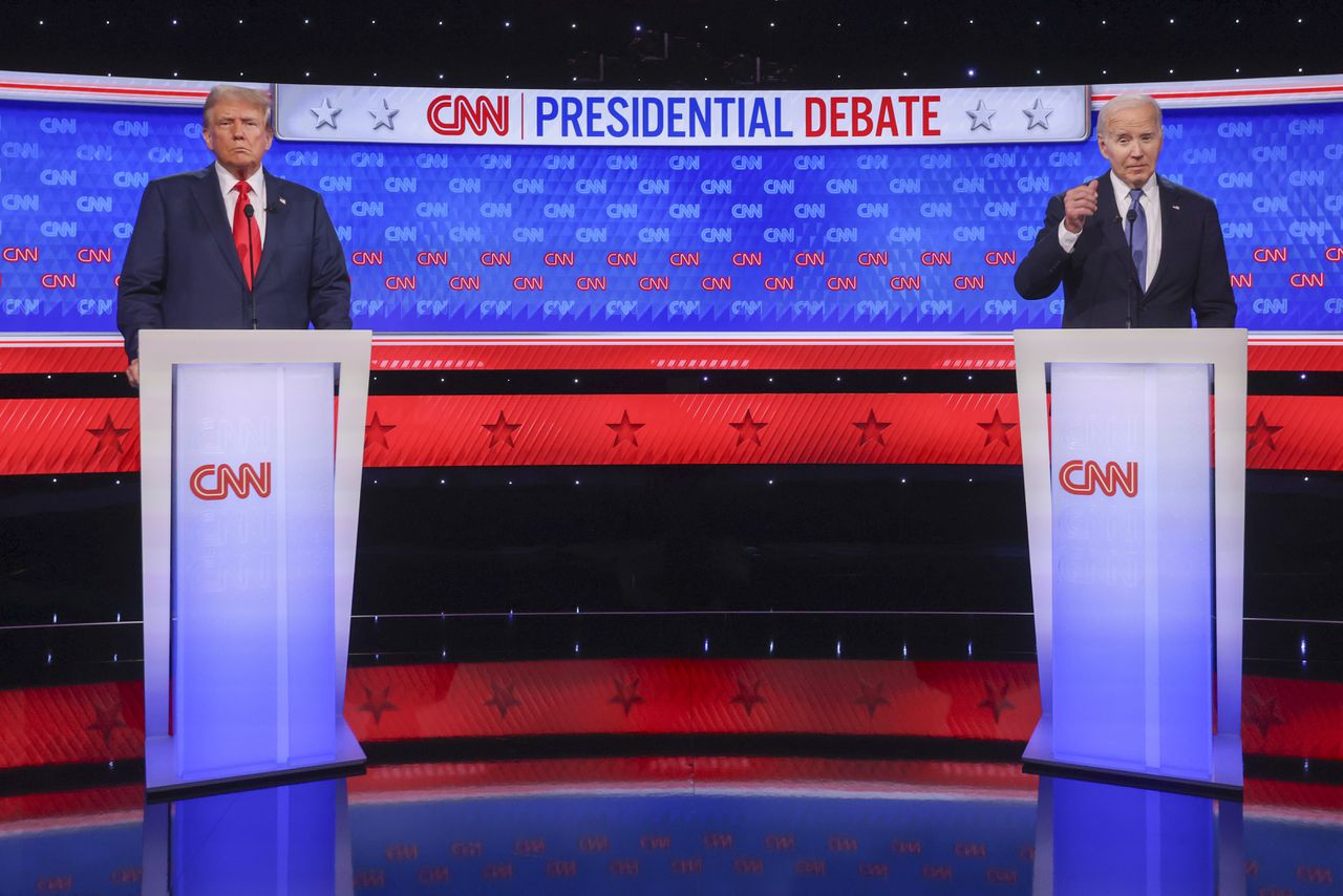 Biden worstelt tijdens eerste debat tegen Trump 