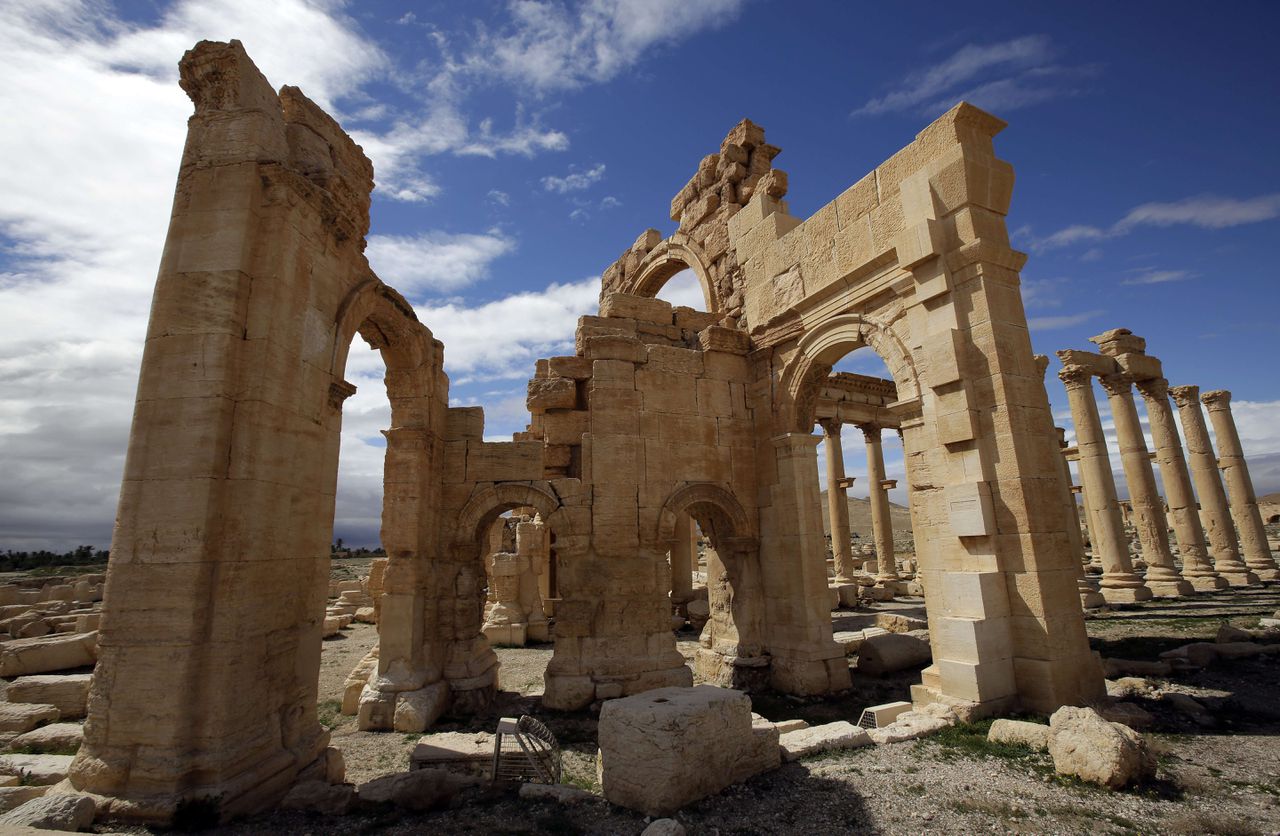 Een deel van de tempel Baal Shamin in Palmyra.