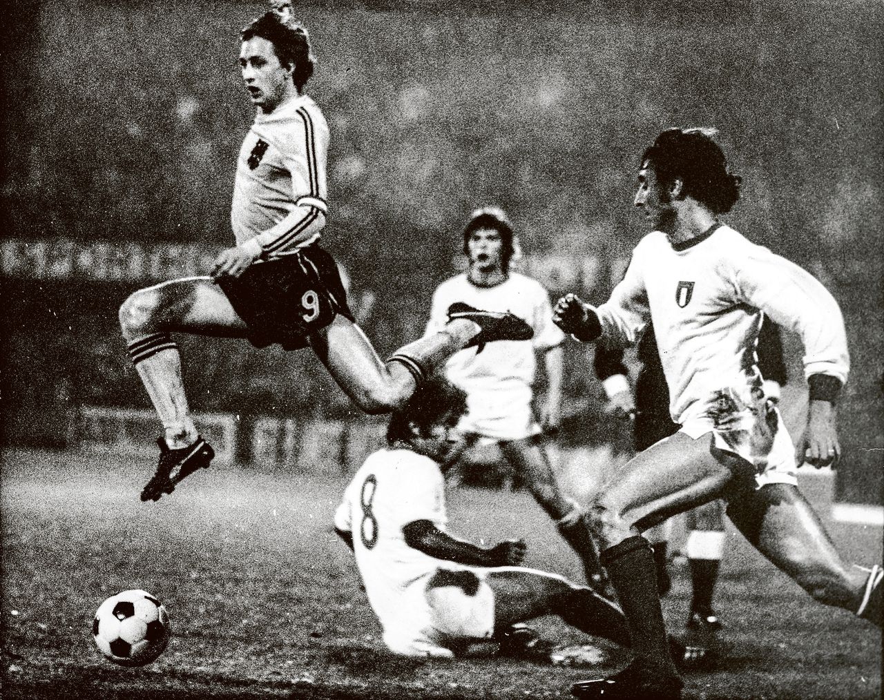 1974, EK-kwalificatieduel Nederland-Italië (3-1). Hij scoorde twee keer.