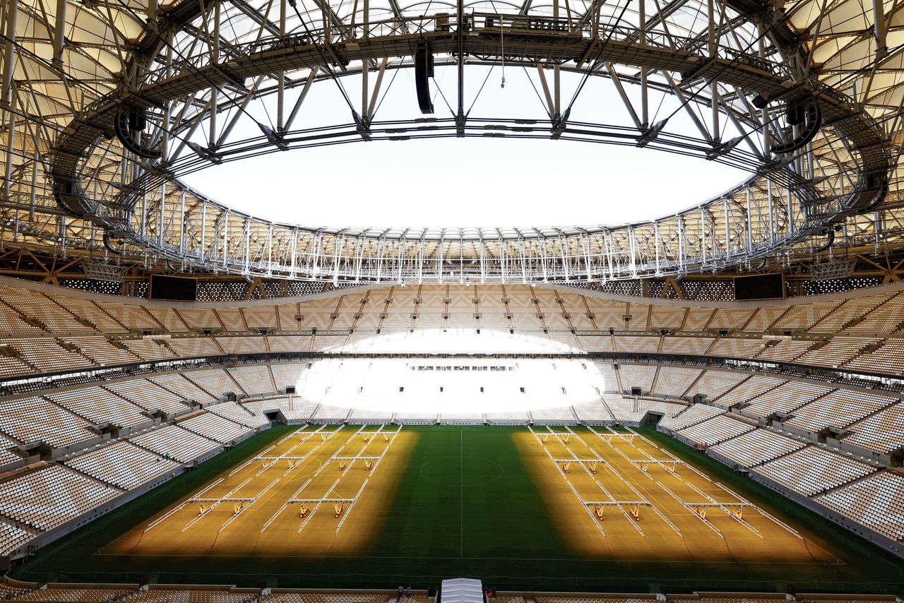 Het Lusail Stadion in Lusail, ten noorden van Doha. Op 18 december 2022 zal hier de finale van het WK plaatsvinden.
