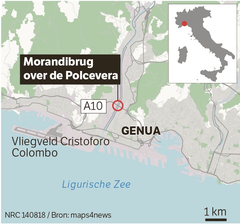 ‘Tientallen doden’ na instorting brug boven Genua 