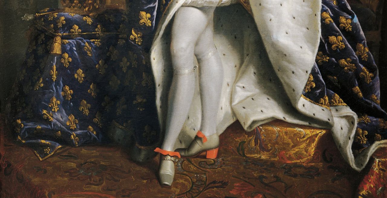 De schoenen van zonnekoning Lodewijk XIV, geschilderd door Hyacinthe Rigaud.