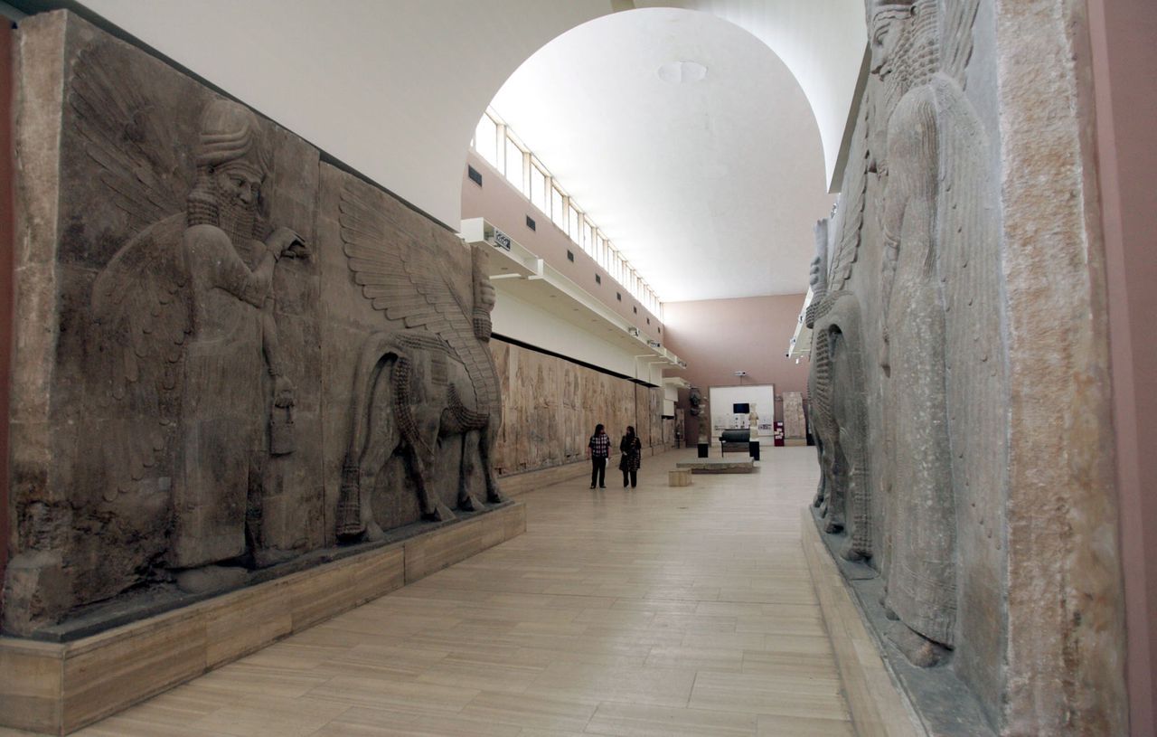 Assyrische kunstschatten in een museum in Bagdad