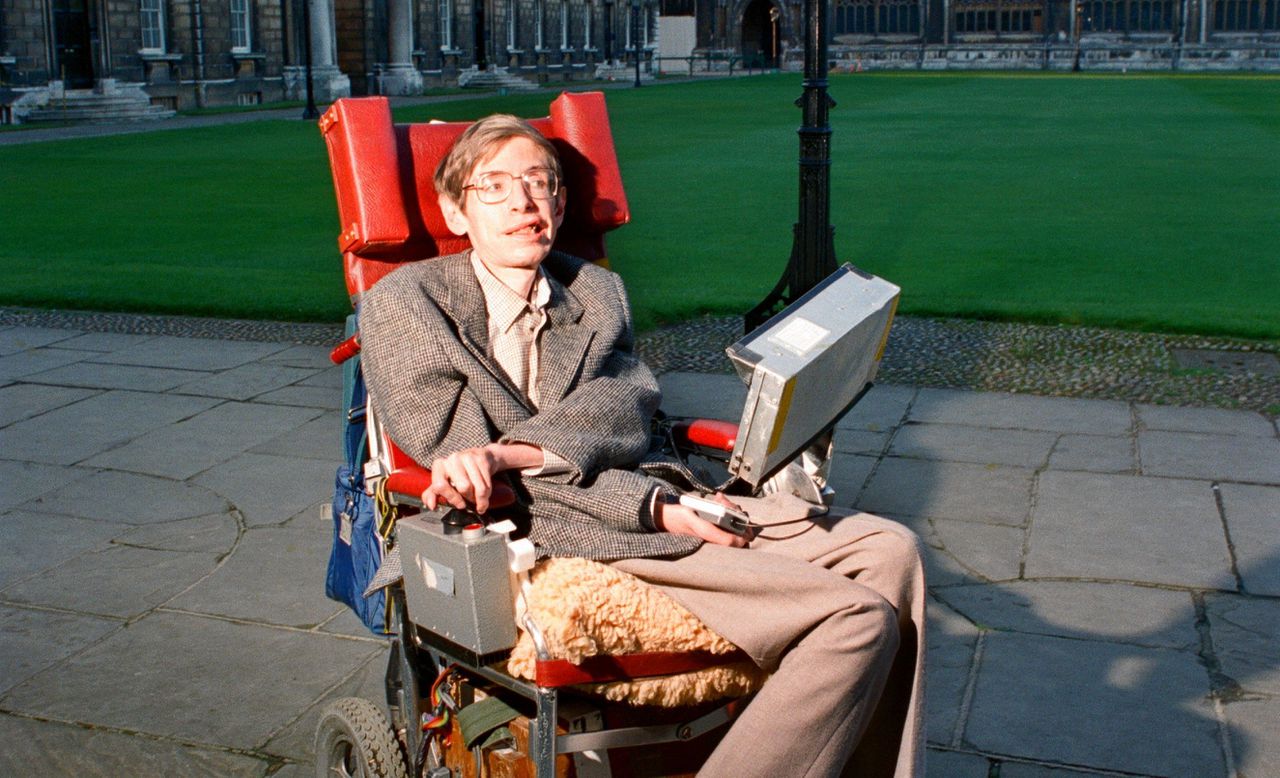 Stephen Hawking in Cambridge, in 1988.