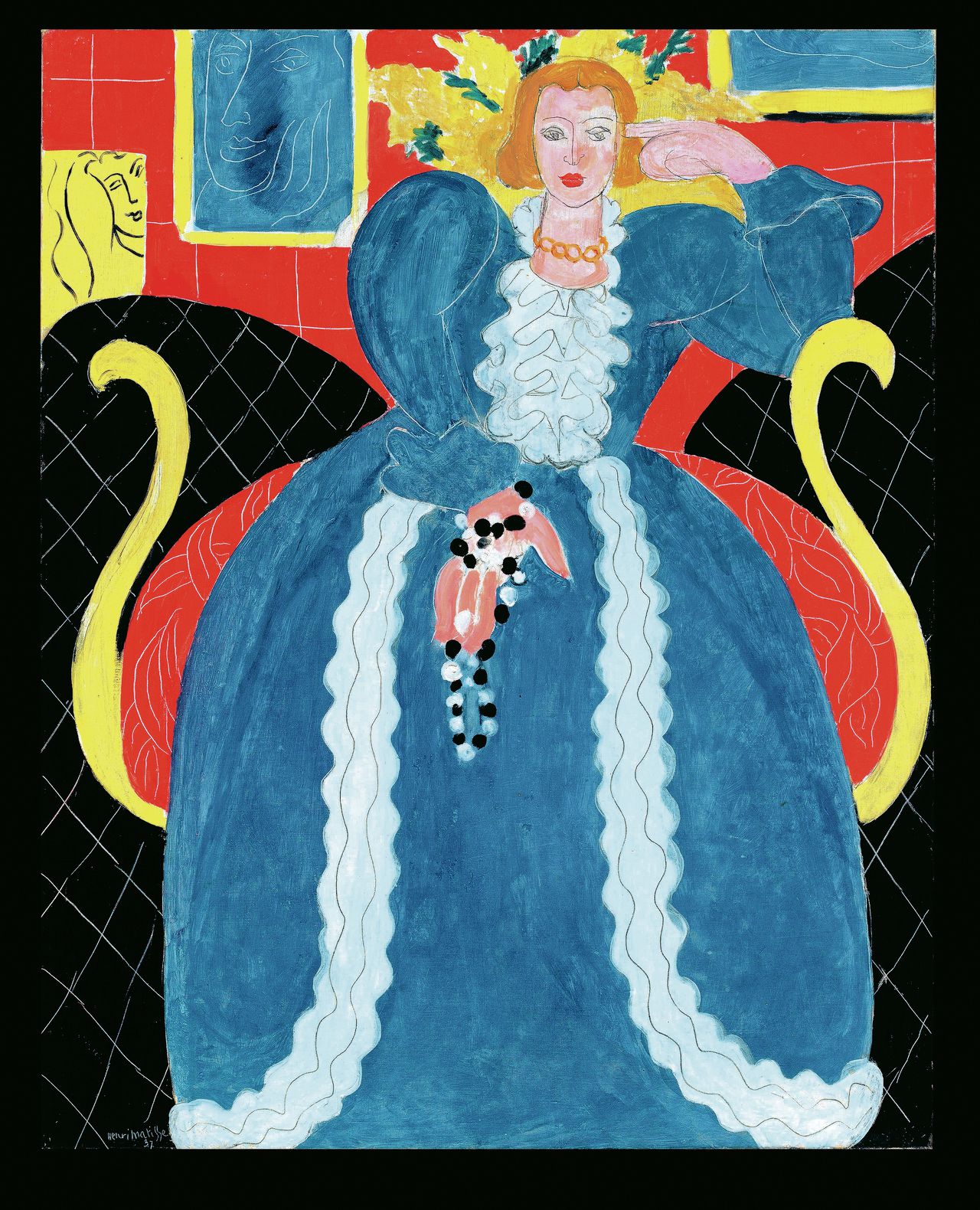 Femme en bleu, een doek van Henri Matisse uit 1937, geleend van het Philadelphia Museum of Art.