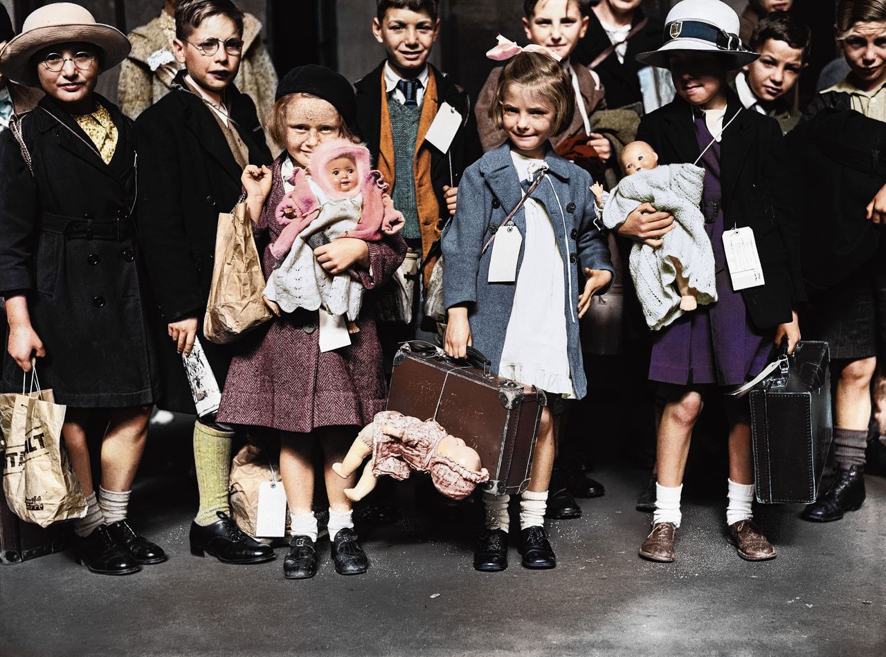 Geëvacueerde kinderen in het Verenigd Koninkrijk in juli 1940.