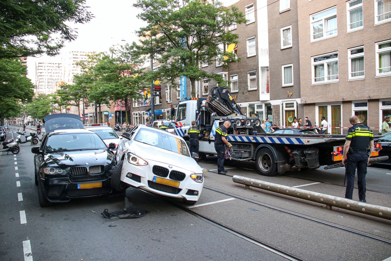 Een ongeluk in Rotterdam in 2019, waarbij een bestuurder lachgas gebruikte.