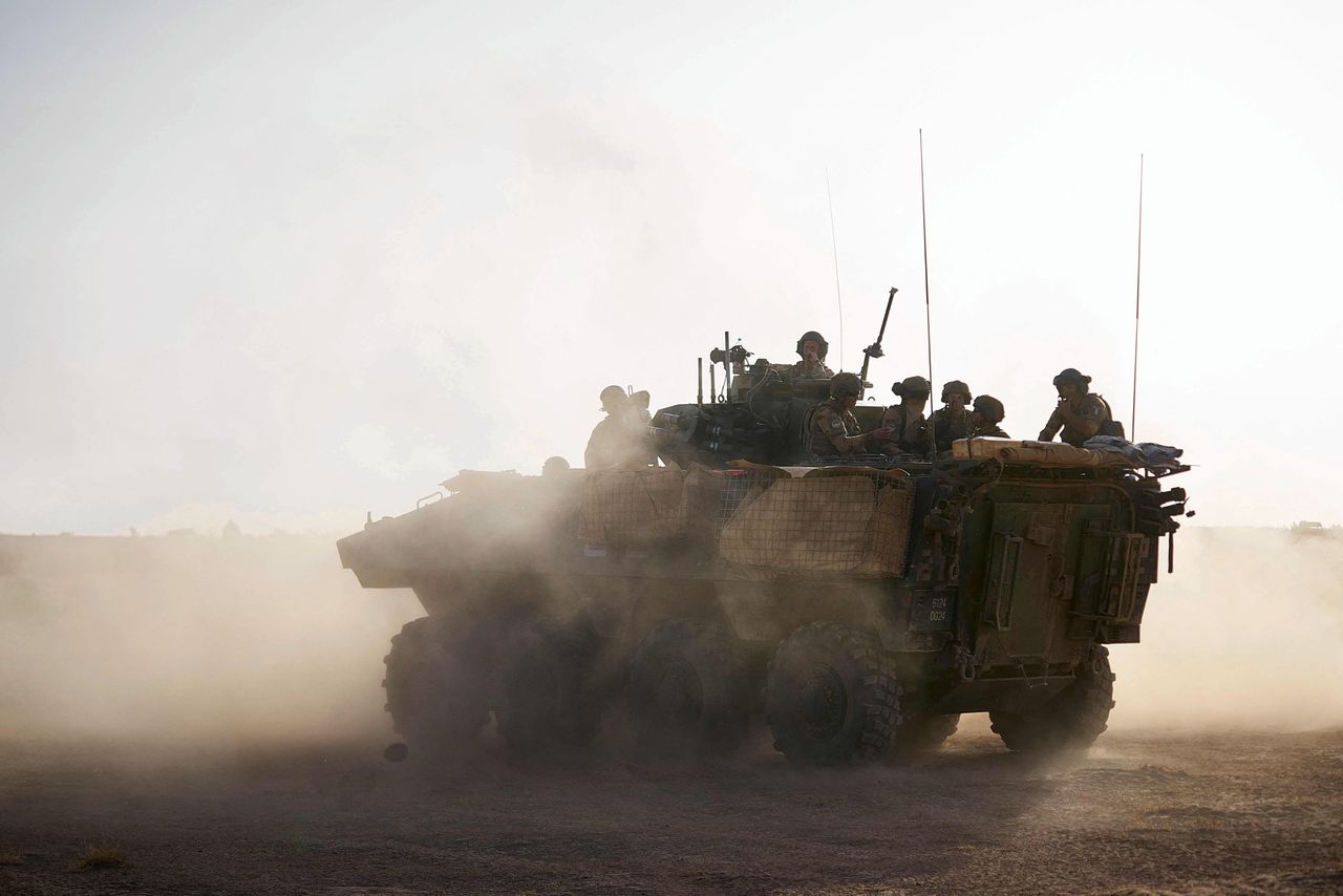 Het Franse leger op patrouille in het noorden van Burkina Faso, als onderdeel van de Barkhane-operatie om terrorisme in de Sahel te bestrijden.