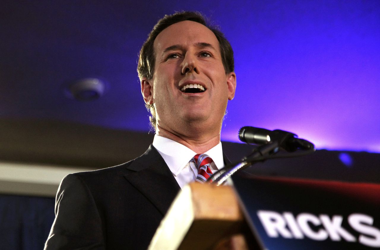 Santorum tijdens zijn toespraak in Iowa.