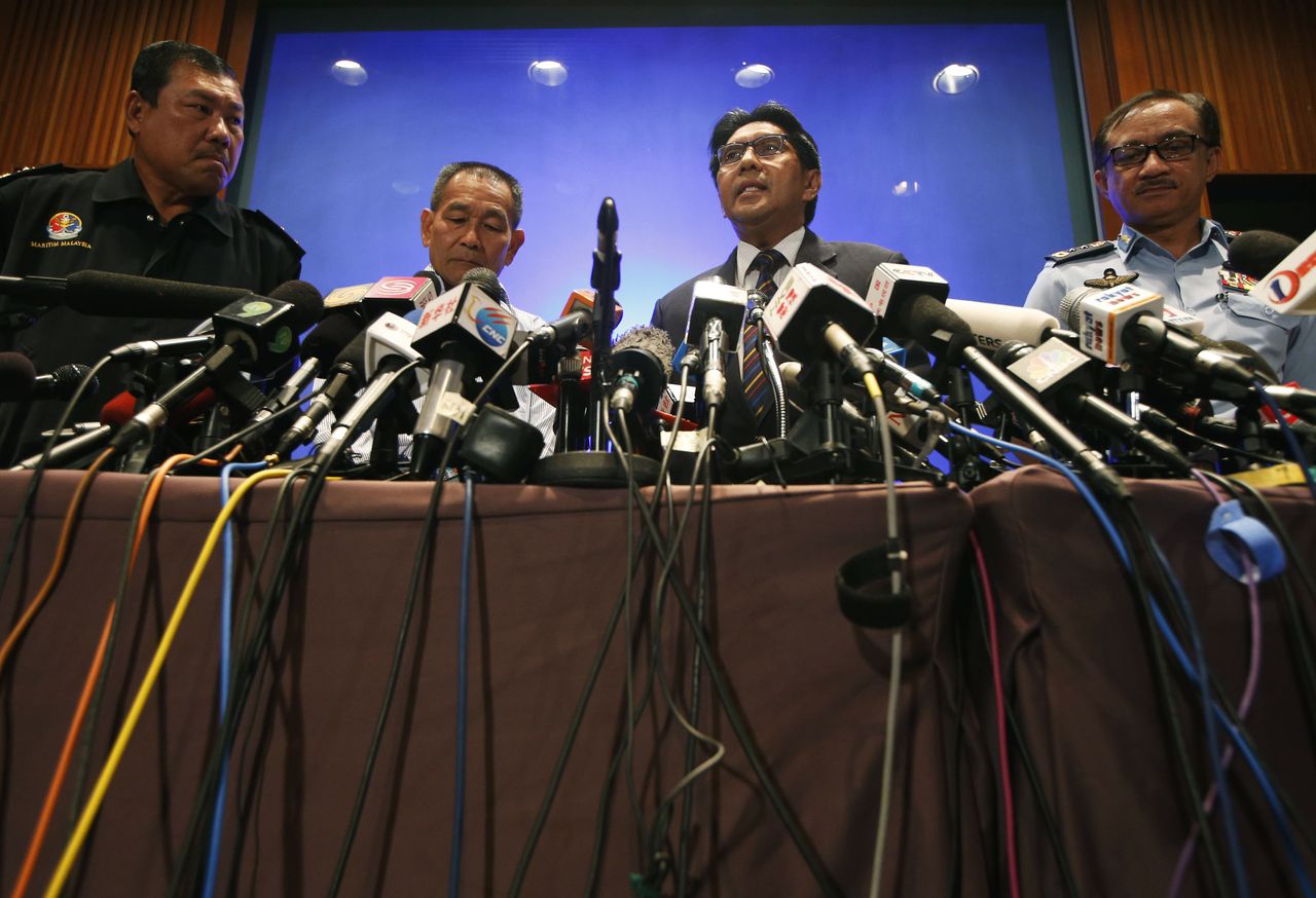 De persconferentie van de Maleisische luchtvaartautoriteit over vlucht MH370.