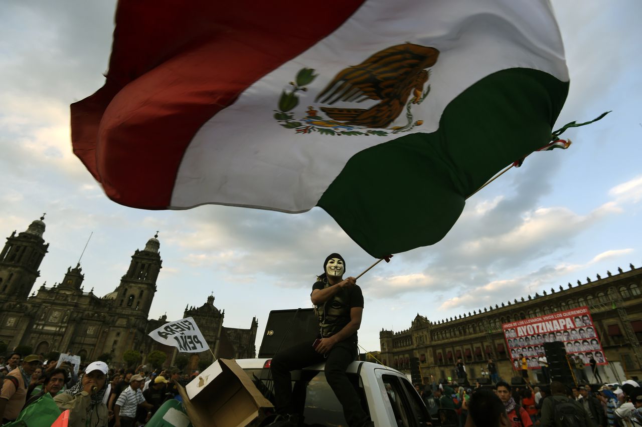 Een protestmars in Mexico-Stad eerder deze maand, vier maanden na het verdwijnen van 43 studenten in Mexico.