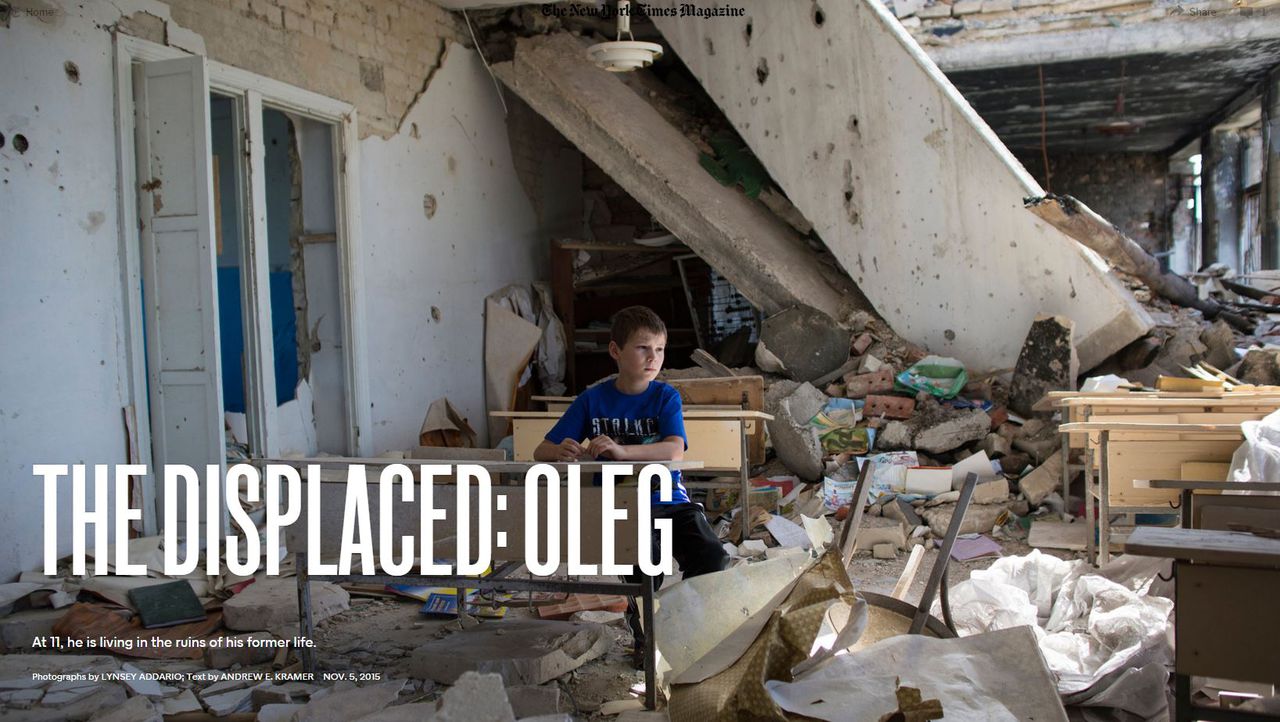 Screenshot van NYT Magazine verhaal over Oleg uit Oekraïne.