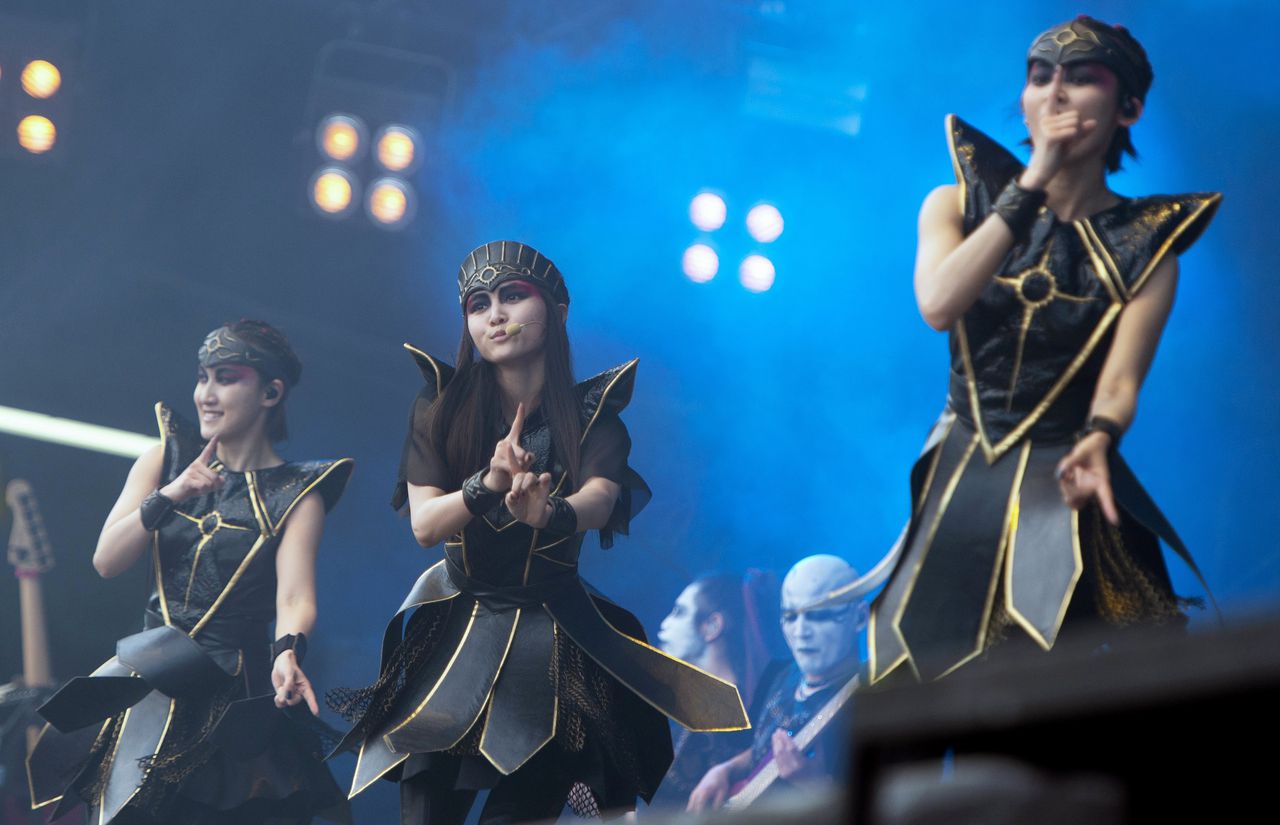 Babymetal tijdens een optreden op Rock im Park in Duitsland deze week.