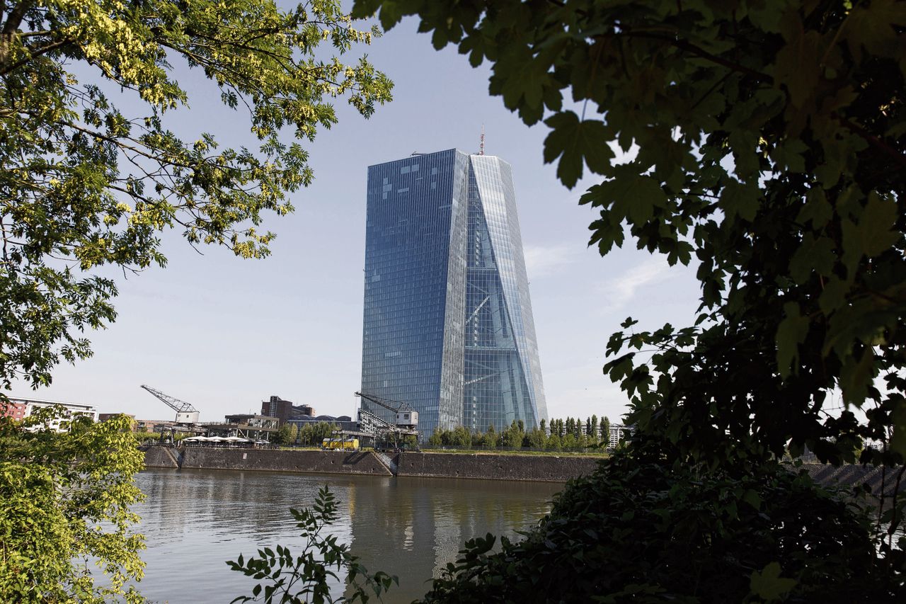 Het pand van de Europese Centrale Bank in Frankfurt.