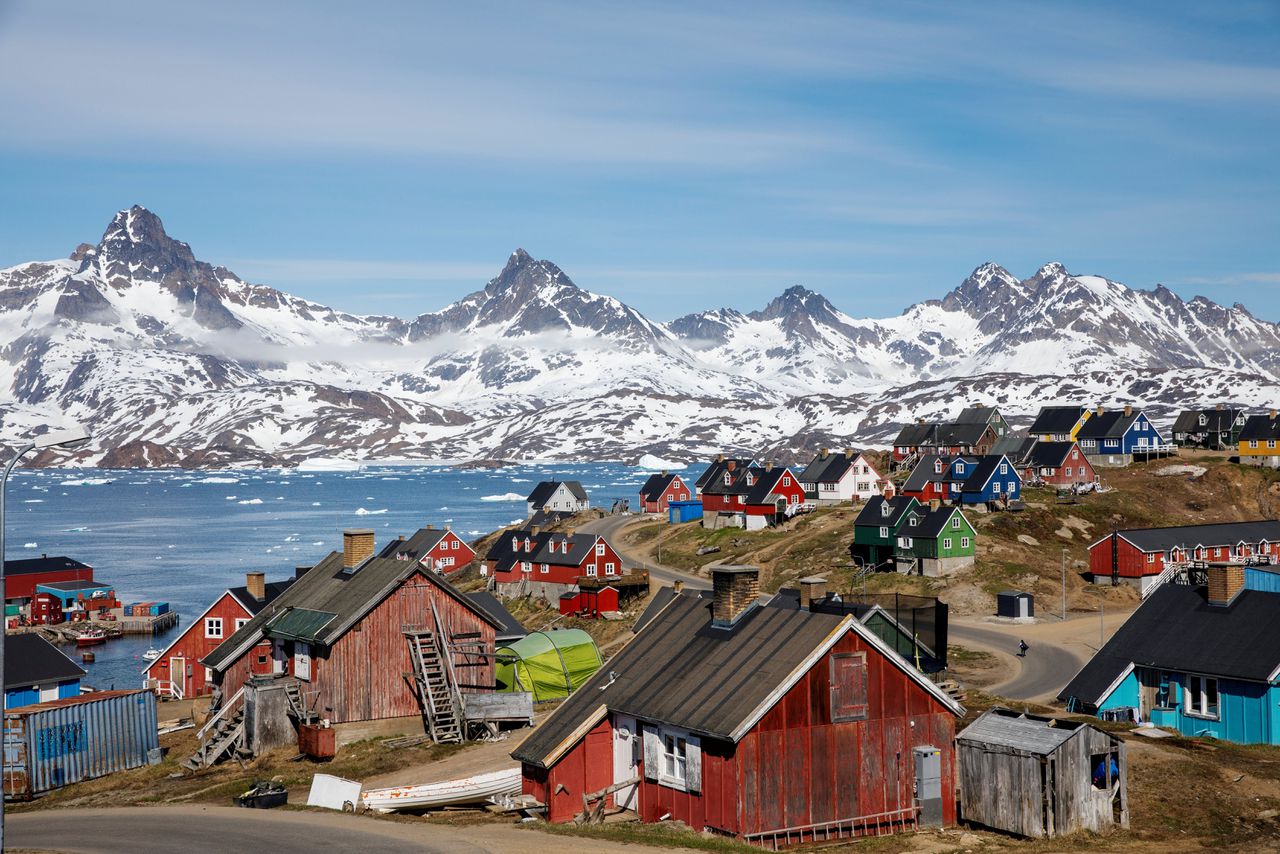 Het havenstadje Tasiilaq in Groenland, in juni 2018