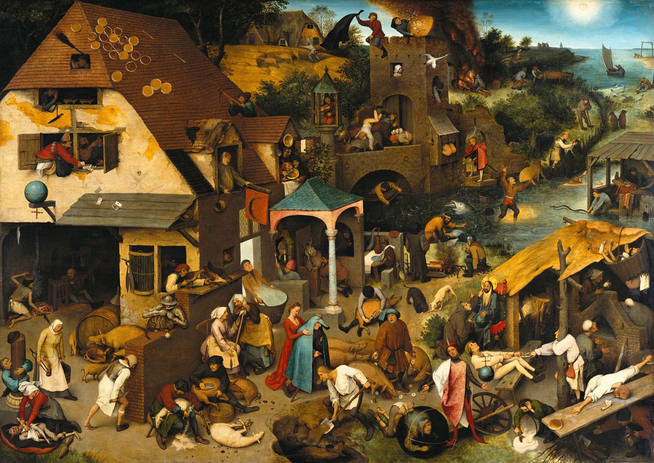 Het schilderij 'De verkeerde wereld' van Pieter Bruegel.