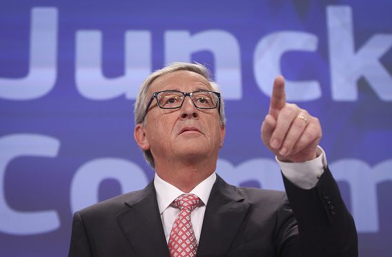 De persconferentie van Jean-Claude Juncker in Brussel.